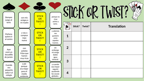 Spanish Stick or Twist Translation