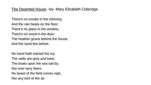 Unseen Poetry "The Deserted House" Mary Elizabeth Coleridge Analysis Essay Skills Exam Practice Lit