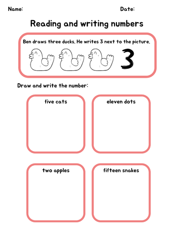 reading and writing numbers to 20 worksheet teacher made