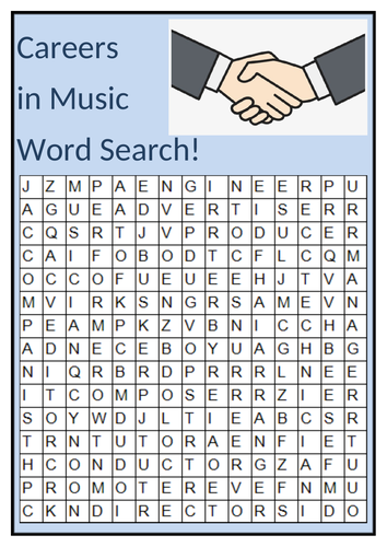 Careers in Music Wordsearch Poster