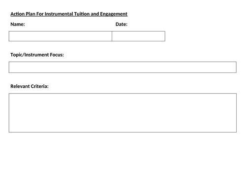 Action Plan / Practice Plan Template