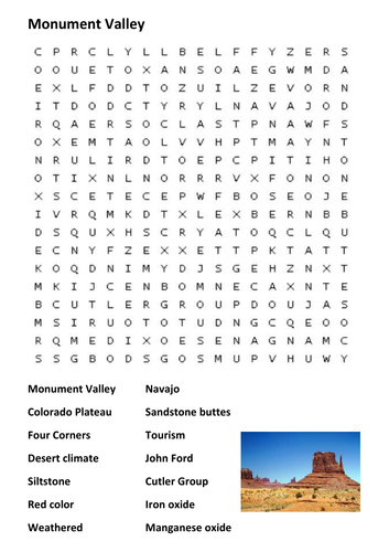 Monument Valley Word Search
