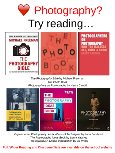 Photography Wider Reading List and Poster