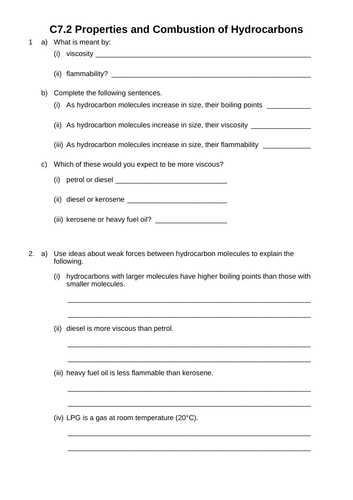 C7 Organic Chemistry - AQA GCSE Combined Science (9-1) | Teaching Resources