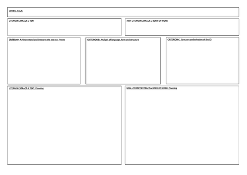 Individual Oral Planning Sheet - IB Language A: Language and Literature