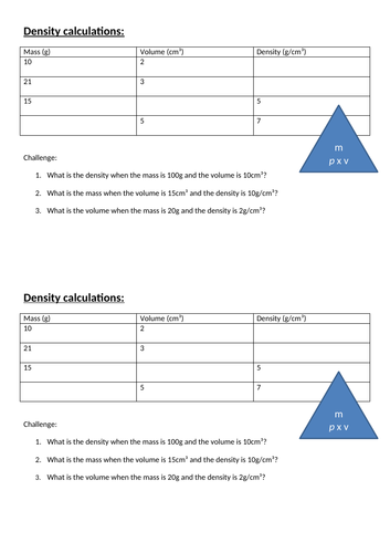 Density regular shaped objects