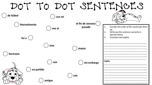 Spanish Dot To Dot Sentences / Translation