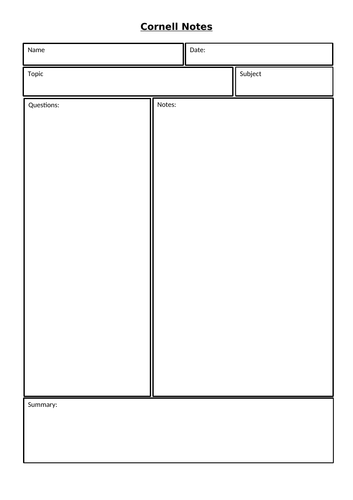 Cornell Notes template
