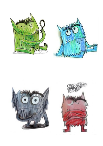 The Color Monster Characters feeling puppets