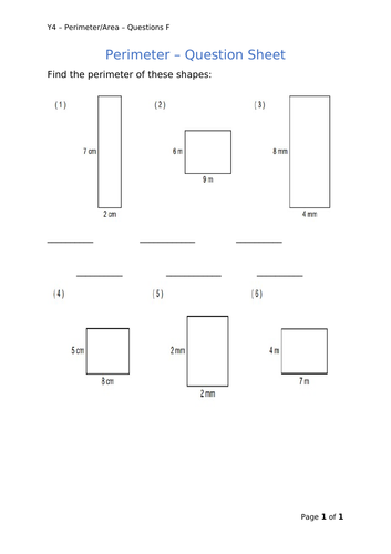 Y4 Maths - Perimeter and Area (Free)