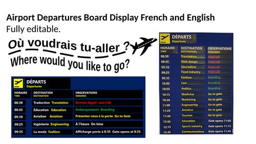 Airport Departures Board Display (Careers & French)