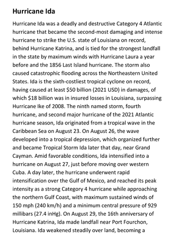 Hurricane Ida Handout