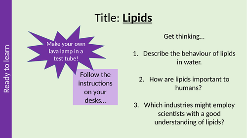 Lipids AQA Biological Molecules - A Level Biology