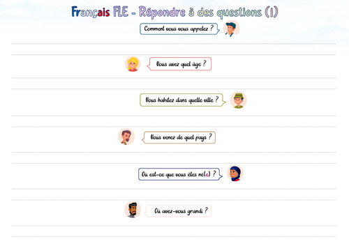 [French] Answer 24 questions (landscape format) - "Répondre à des questions"