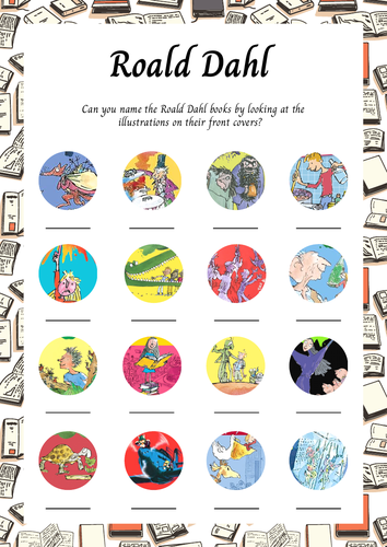 Roald Dahl  Book Day Quiz. Can you name the Roald Dahl books? The Twits, Matilda, The Witches, etc..
