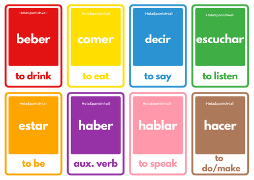 Spanish Flashcards: 50 Spanish verbs