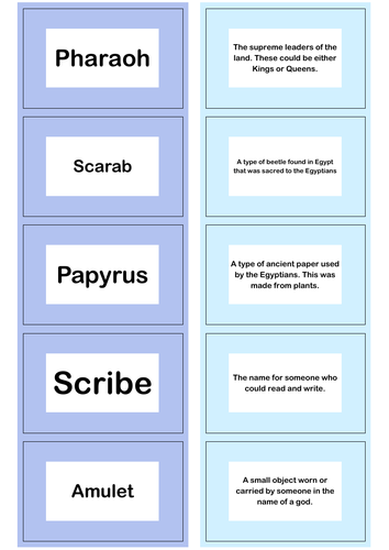 Vocab Card Game Ancient Egypt