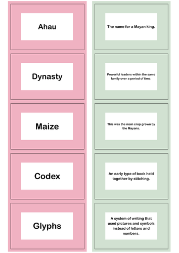 Vocab Card Game Maya