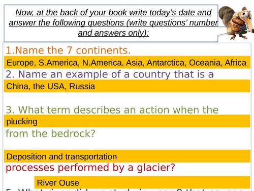 KS3 Geography Glaciation: L5 Corrie | Teaching Resources