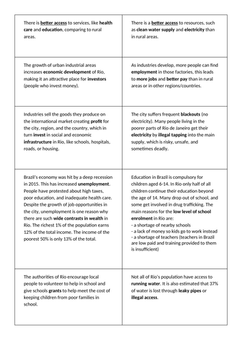 AQA GCSE Geography Urban changes and challenges: Rio opportunities and challenges
