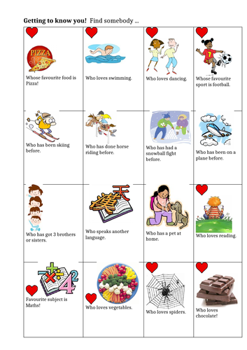 Getting to Know You Bingo