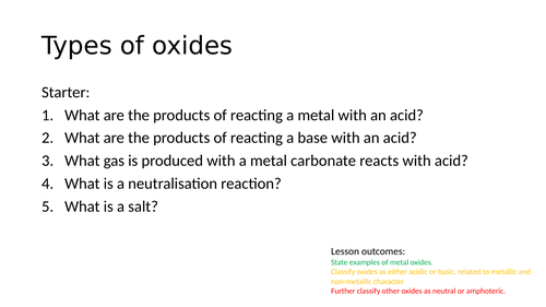 Types of oxides