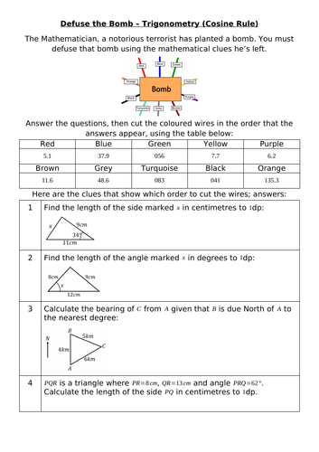 Defuse The Bomb - Trigonometry (Cosine Rule)