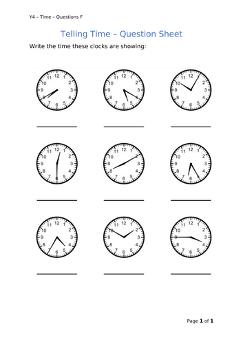 Y4 Maths - Time (Free)