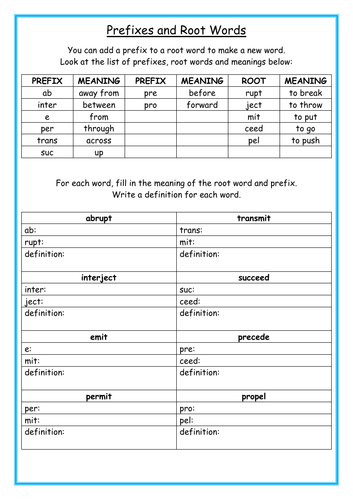 Prefixes and Root Words 2