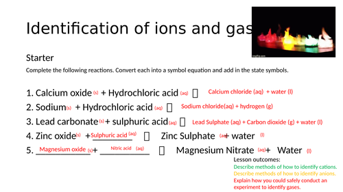 Identification of ions and gases
