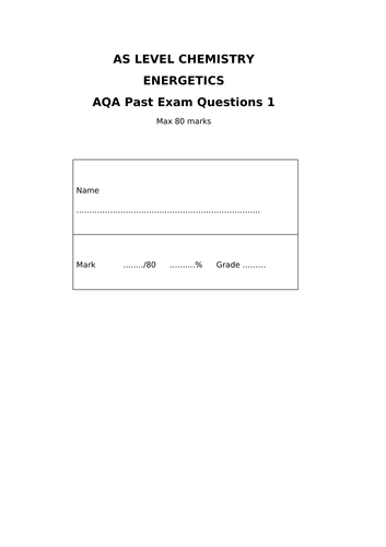 AQA AS Chemistry Energetics past exam questions 1