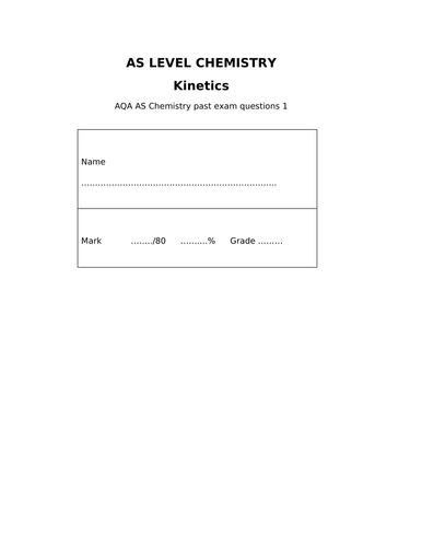 AQA AS Chemistry Kinetic past exam questions 1