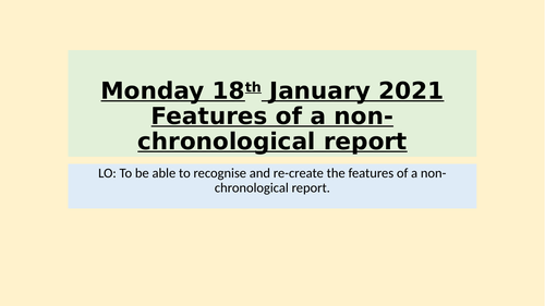 Non chronological reports Unit Year 5