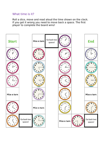 Year 2 time dice game. PAST and TO only