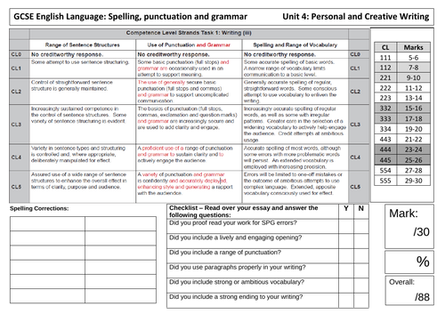 Unit 4 Pupil Friendly Mark Scheme