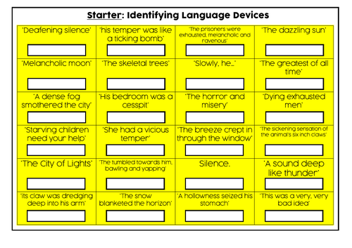 Language Devices: Identification Starter Activity