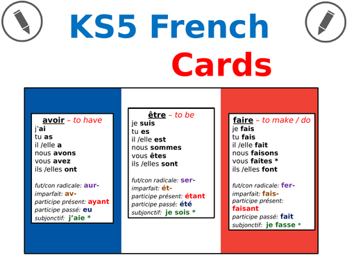 French KS5: Verb Cards for A Level