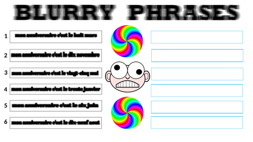 French Blurred Phrases Template