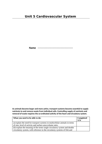 BTEC Applied Science level 3 unit 5 Biology