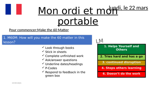 Mon ordi et mon portable French KS3 studio 1 module 3.1