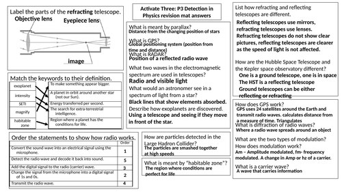 Activate 3 - P3 - Detection of Physics - Revision Mat