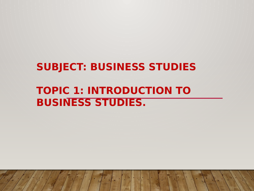 Introduction to Business Studies: KS3