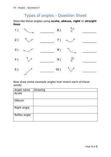 Y4 Maths - Angles (Free)