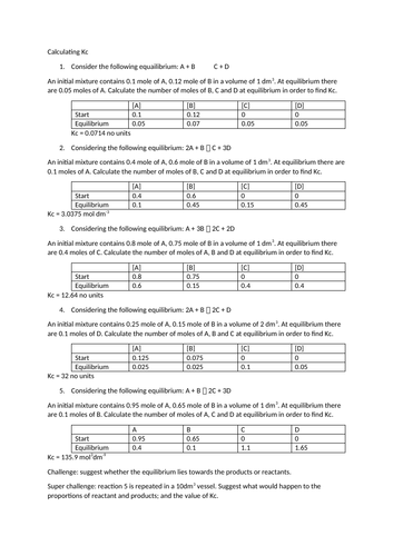 Calculating equilibrium constant from initial concentrations A Level