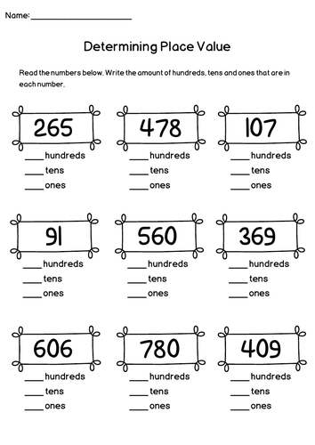 Place Value - Hundreds, Tend, Units