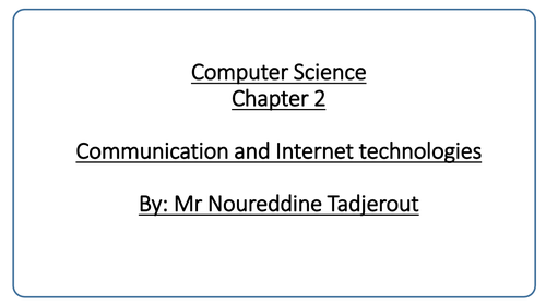 Computer Science for Year 10 and 11 - Communication and Internet technologies