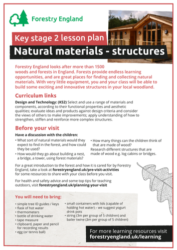 Natural materials - structures in the forest lesson plan KS2