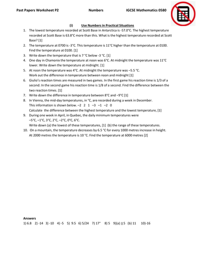 Cambridge IGCSE Mathematics 0580 Topic Wise Past Paper Worksheets with Answers (PDF)