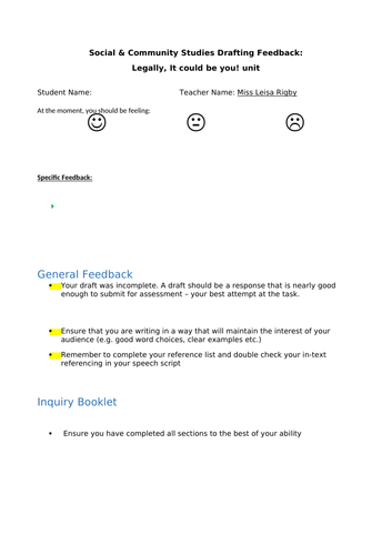 Social and Community Studies – Legally, it could be you! –   Draft feedback document