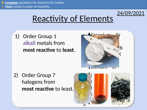 GCSE Chemistry: Reactivity of Elements